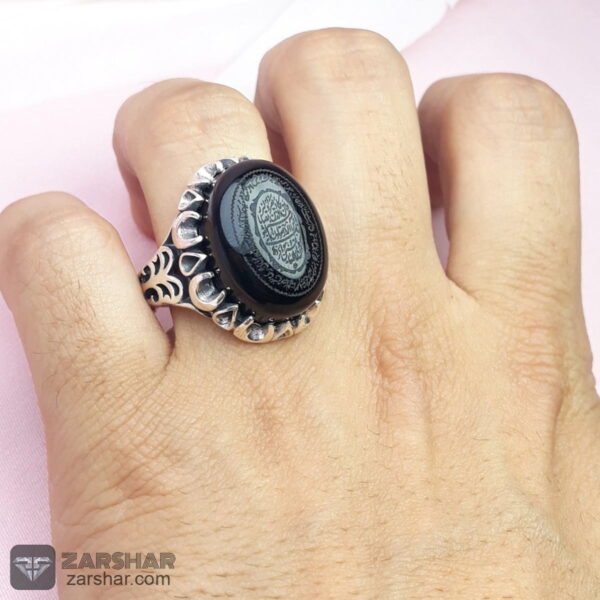 عکس انگشتر عقیق پرتقالی دو رنگ خطی