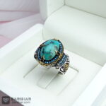 عکس انگشتر فیروزه نیشابوری احیاء شده با رکاب ماشینی اسپرت