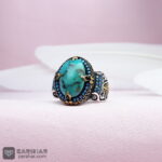 عکس انگشتر فیروزه نیشابوری احیاء شده با رکاب ماشینی اسپرت