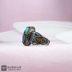 عکس انگشتر فیروزه نیشابوری احیاء شده با رکاب ماشینی اسپرت