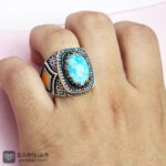 عکس انگشتر فیروزه نیشابوری احیاء شده و برنج کاری شده