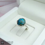 عکس انگشتر فیروزه نیشابوری زنانه با رکاب ماشینی