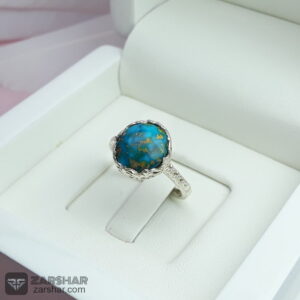 عکس انگشتر فیروزه نیشابوری زنانه با رکاب ماشینی