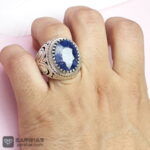 عکس انگشتر یاقوت کبود با رکاب ماشینی