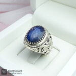 عکس انگشتر یاقوت کبود با رکاب ماشینی