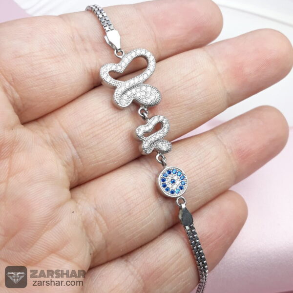 دستبند فانتزی زنانه نقره ۹۲۵ عکس دستبند فانتزی زنانه نقره ۹۲۵