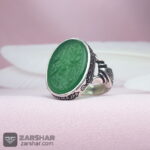 عکس انگشتر عقیق سبز خطی یا علمدار