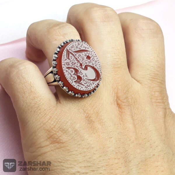 عکس انگشتر عقیق قرمز خطی