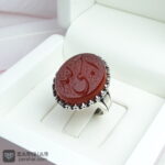 عکس انگشتر عقیق قرمز خطی