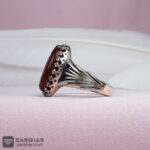 عکس انگشتر عقیق قرمز خطی یا رقیه