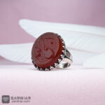 عکس انگشتر عقیق قرمز خطی