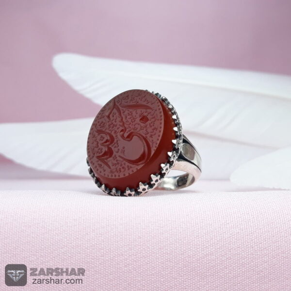 عکس انگشتر عقیق قرمز خطی