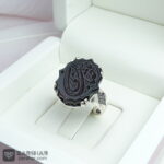 عکس انگشتر عقیق مشکی خطی