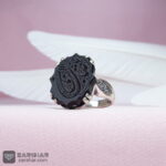 عکس انگشتر عقیق مشکی خطی