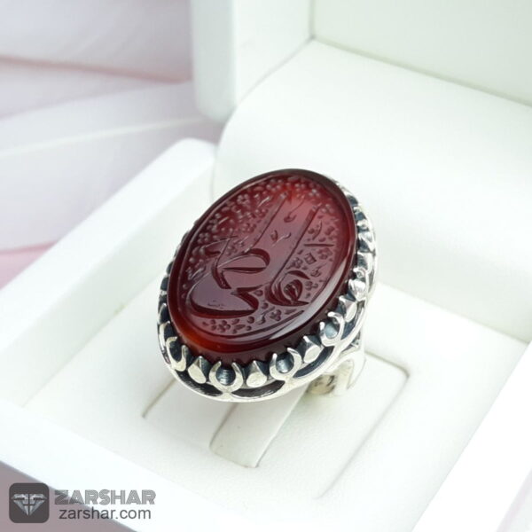 انگشتر عقیق کبدی خراسانی خطی عکس انگشتر عقیق کبدی خراسانی خطی