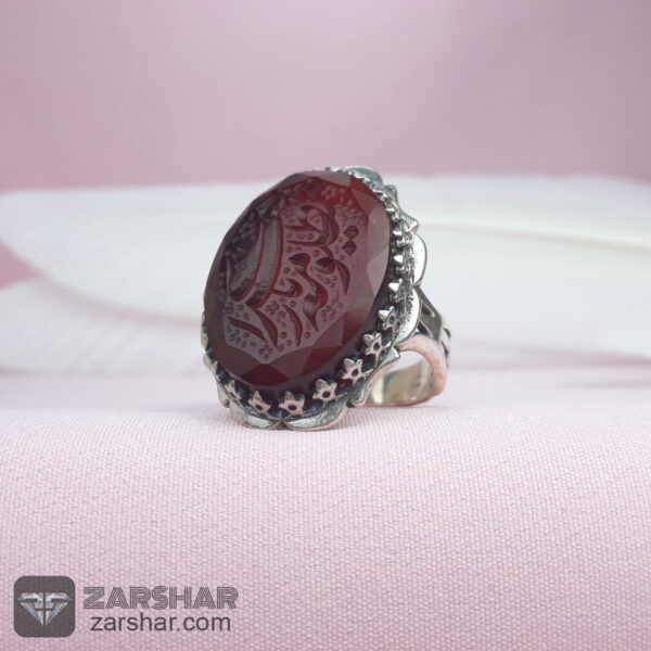 عکس انگشتر عقیق کبدی خراسانی خطی یا زهرای مظلومه