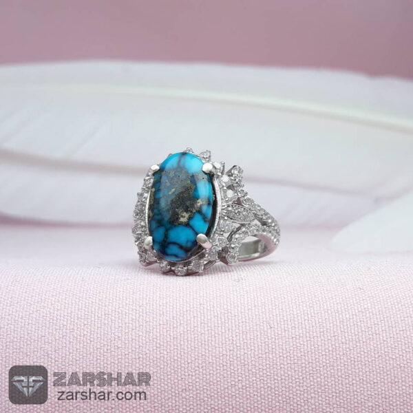 عکس انگشتر زنانه فیروزه نیشابوری با روکش آب رادیوم