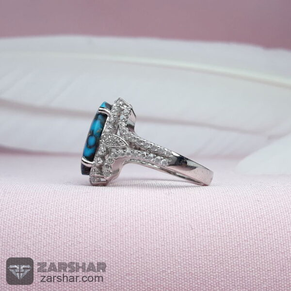 عکس انگشتر زنانه فیروزه نیشابوری با روکش آب رادیوم