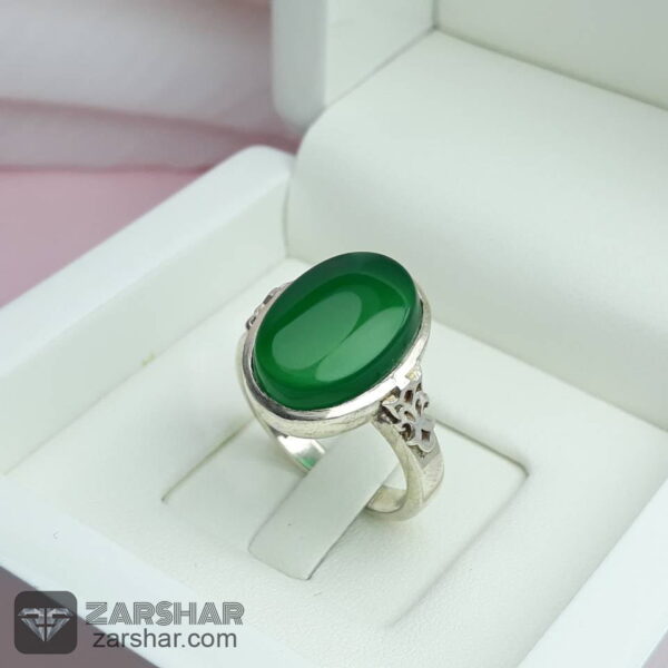 عکس انگشتر ست عقیق سبز طرح صفوی