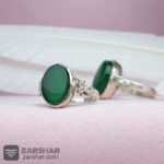 عکس انگشتر ست عقیق سبز طرح صفوی