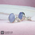 عکس انگشتر ست عقیق یمنی کبود طرح صفوی