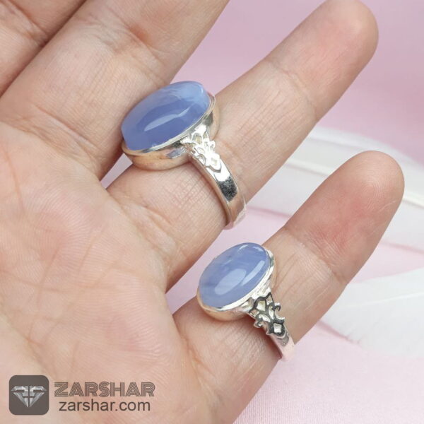 عکس انگشتر ست عقیق یمنی کبود طرح صفوی