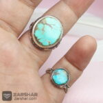 عکس انگشتر ست فیروزه نیشابوری خوشرنگ همراه حرز امام جواد و تربت امام حسین