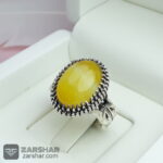 عکس انگشتر عقیق زرد شرف شمس طرح دار
