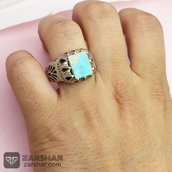 عکس انگشتر فیروزه نیشابوری چهارگوش