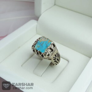 عکس انگشتر فیروزه نیشابوری چهارگوش