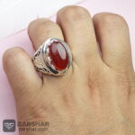 عکس انگشتر مردانه عقیق یمنی آیینه کاری شده
