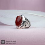 عکس انگشتر مردانه عقیق یمنی آیینه کاری شده