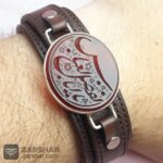عکس دستبند چرمی عقیق حکاکی یا ابوالفضل العباس