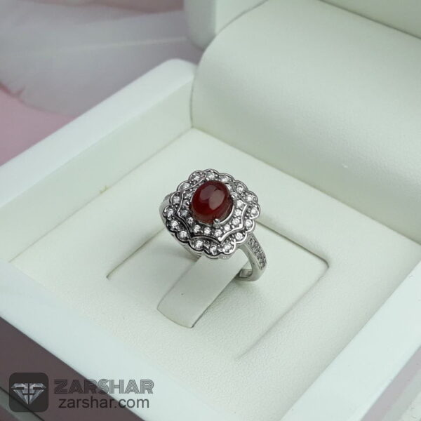 انگشتر زنانه عقیق یمنی سرخ عکس انگشتر زنانه عقیق یمنی سرخ
