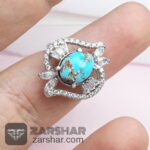 عکس انگشتر زنانه فیروزه نیشابوری با روکش اب رادیوم