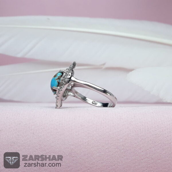 عکس انگشتر زنانه فیروزه نیشابوری با روکش اب رادیوم