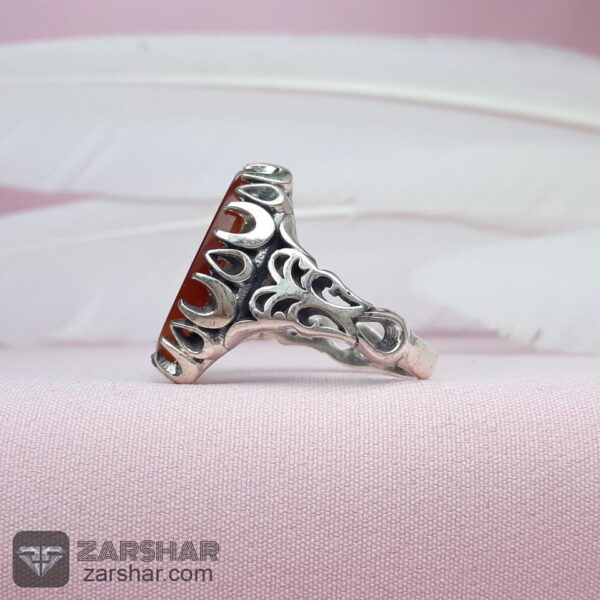 عکس انگشتر عقیق دو رنگ حکاکی یا فاطمه الزهرا چنگ اشکی
