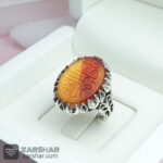 عکس انگشتر عقیق دو رنگ حکاکی یا فاطمه الزهرا چنگ اشکی