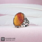 عکس انگشتر عقیق دو رنگ حکاکی یا فاطمه الزهرا چنگ اشکی