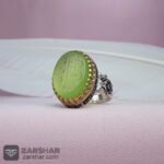 عکس انگشتر عقیق سبز کاهویی خطی الله و پنج تن
