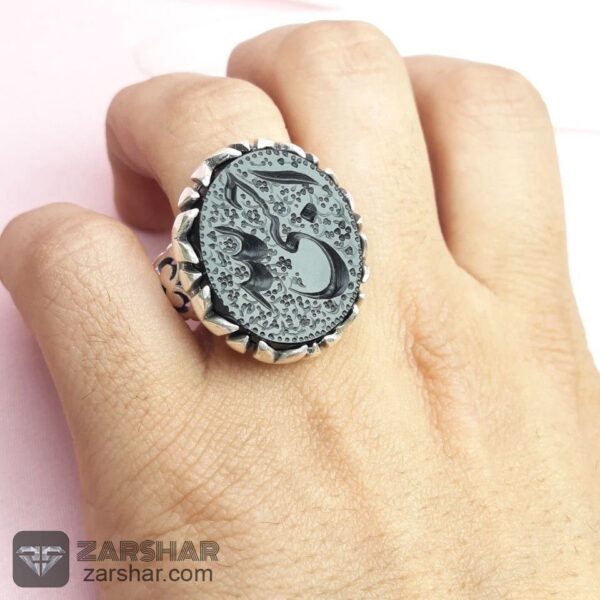 عکس انگشتر عقیق مشکی حکاکی حسبی الله