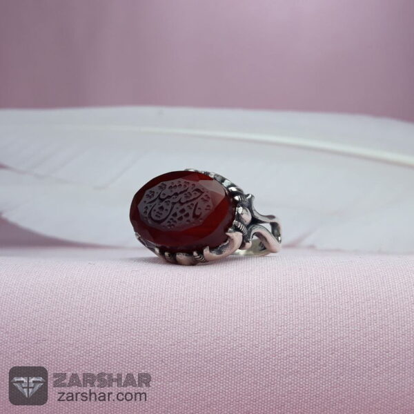 عکس انگشتر عقیق کبدی خراسانی خطی یا حسین شهید