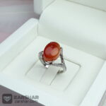 عکس انگشتر عقیق یمنی پرتقالی زنانه چهارچنگ