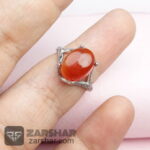 عکس انگشتر عقیق یمنی پرتقالی زنانه چهارچنگ
