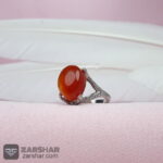 عکس انگشتر عقیق یمنی پرتقالی زنانه چهارچنگ