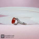 عکس انگشتر عقیق یمنی پرتقالی زنانه چهارچنگ