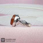 عکس انگشتر عقیق یمنی پرتقالی گرد تراش چهل تیکه