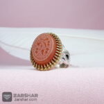 عکس انگشتر مردانه عقیق یمنی پرتقالی خطی یا رقیه