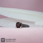 عکس انگشتر چهارچنگ عقیق یمنی کبدی تراش الماسی زنانه