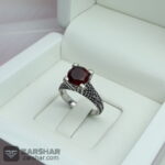 عکس انگشتر چهارچنگ عقیق یمنی کبدی تراش الماسی زنانه